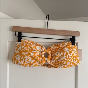 J. Crew Bikini Top Yellow Floral Bandeau Medium NWT